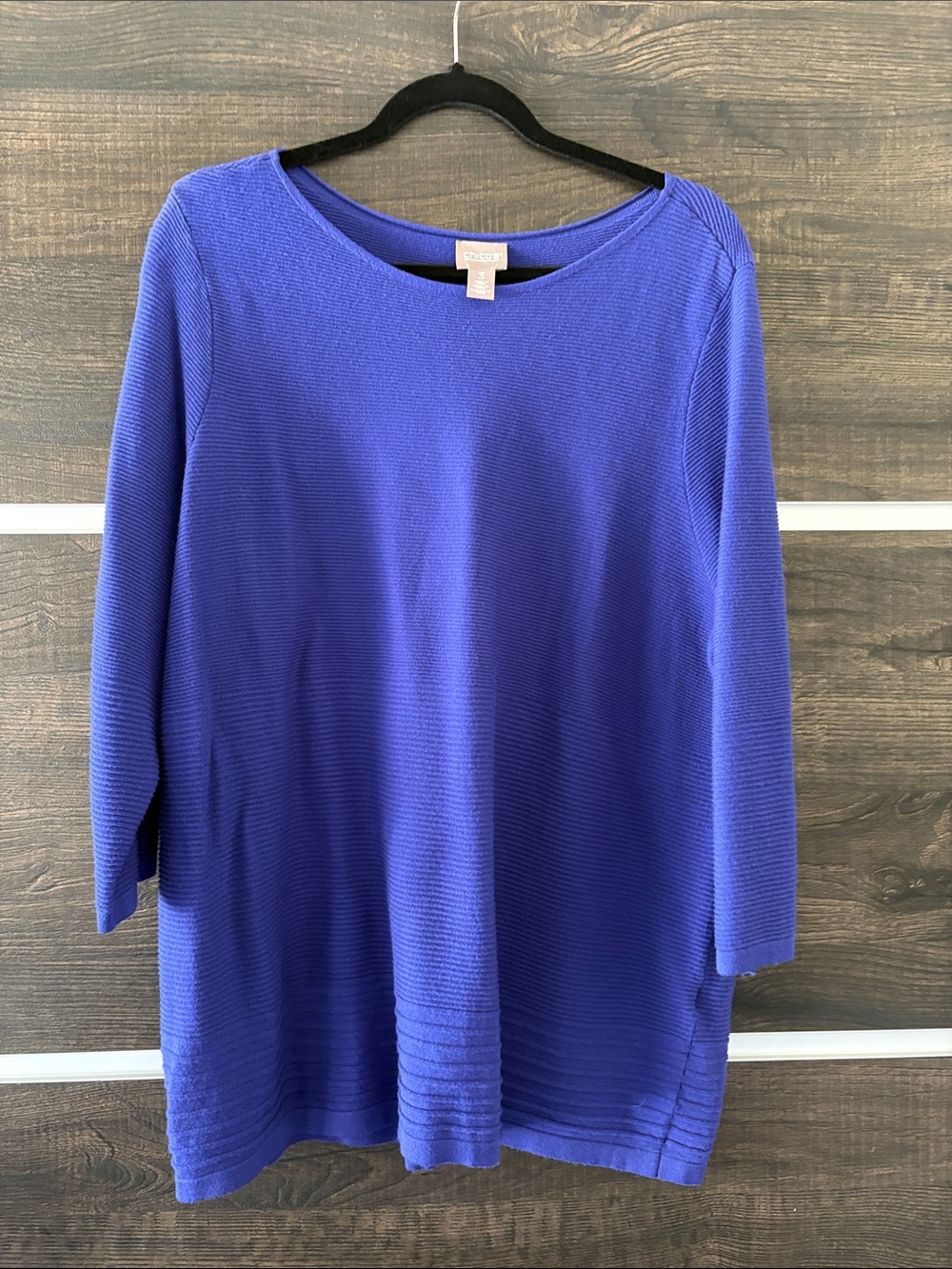 Chico's Women's Royal Blue Textured Knit Tunic - Chico’s Size 3 (XL)